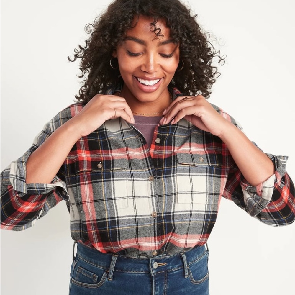 The Boyfriend Shirt Plaid Long Sleeve Button Up Down Petite Small Oversized